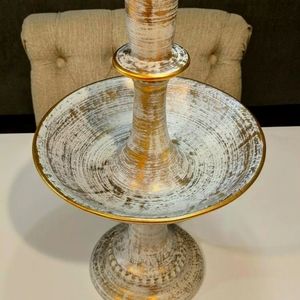 Vintage Royal Haeger Candlestick Bowl Gold Tweed Art Pottery MCM